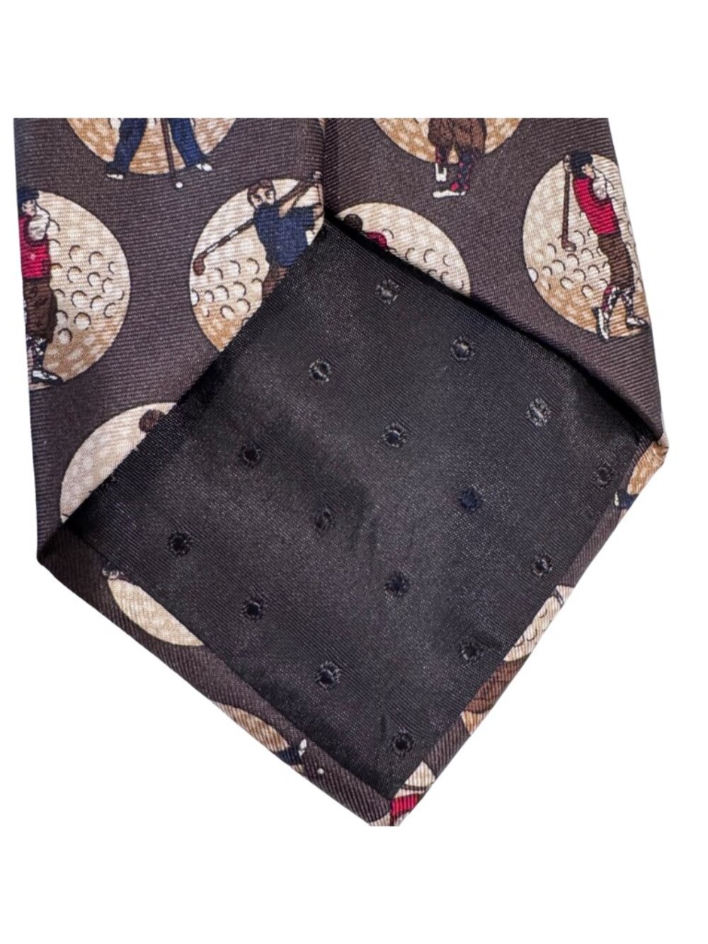 Sterling Hunt Brown OLMO 100% Silk Necktie Blue Red GOLF Print Tie 59" Lot of 2 - Picture 10 of 11
